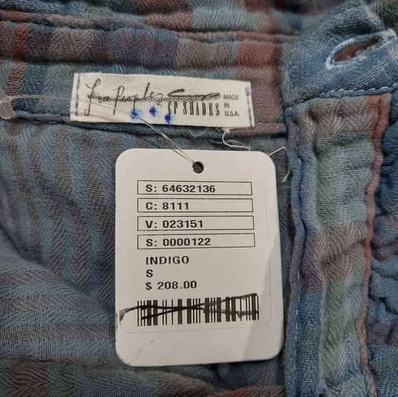 Free People X CP Shades Ruffle Plaid Buttondown NEW WITH TAG - Picture 5 of 5